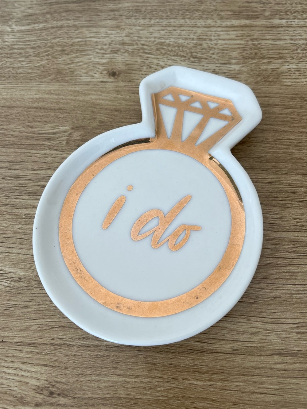 White and Gold I Do Wedding Ring Tray